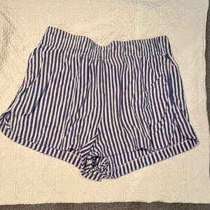 Blue and White Striped Shorts